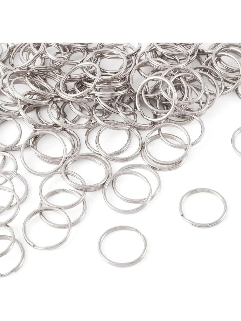 1000Pcs 25mm Round Split Key Ring Connectors - Metal Double Loop Keychain for